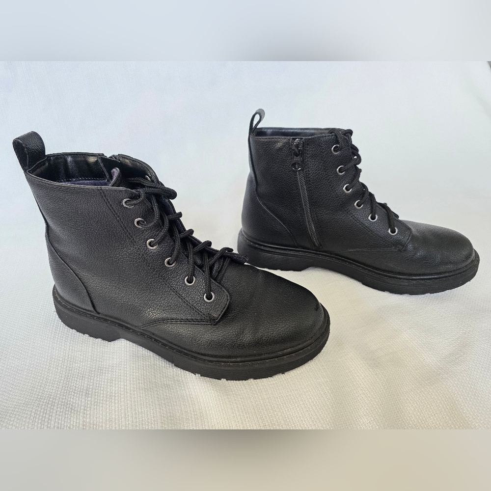 Women’s Black Combat Boots Size 5 – Side Zip Lace-Up Ankle Boots (Target)
